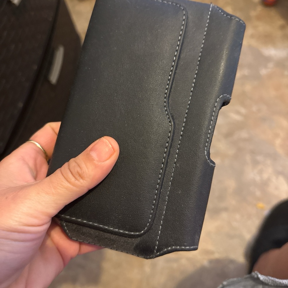 Classic Black Leather Holster Case with Belt Clip